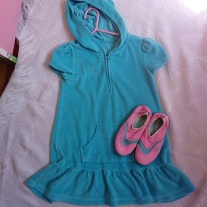 🏖️ Girl's Terry Cloth Swimsuit Coverup + Water Shoes